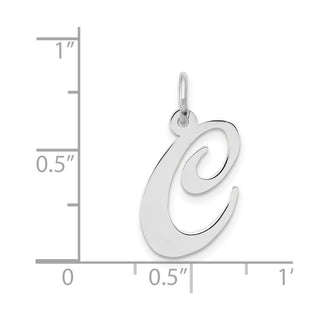 14K White Gold Medium Fancy Script Initial C Charm
