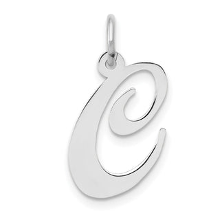 14K White Gold Medium Fancy Script Initial C Charm