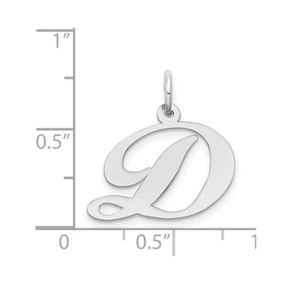 14K White Gold Medium Fancy Script Initial D Charm