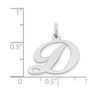 14K White Gold Medium Fancy Script Initial D Charm