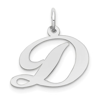 14K White Gold Medium Fancy Script Initial D Charm