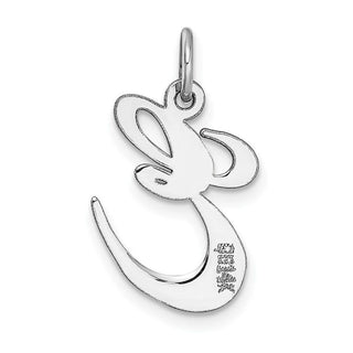 14K White Gold Medium Fancy Script Initial E Charm