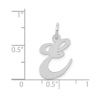 14K White Gold Medium Fancy Script Initial E Charm