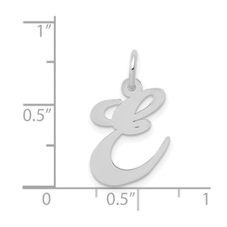 14K White Gold Medium Fancy Script Initial E Charm
