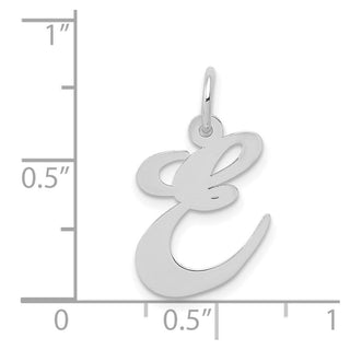 14K White Gold Medium Fancy Script Initial E Charm