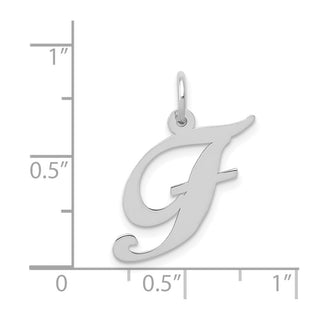 14K White Gold Medium Fancy Script Initial F Charm