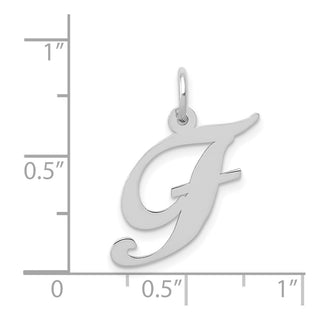14K White Gold Medium Fancy Script Initial F Charm