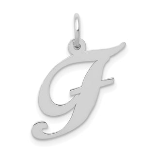 14K White Gold Medium Fancy Script Initial F Charm