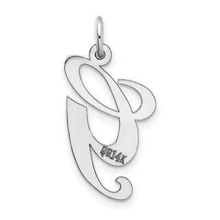 14K White Gold Medium Fancy Script Initial G Charm