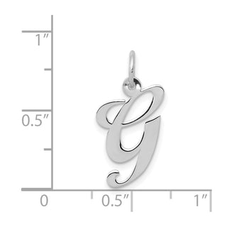14K White Gold Medium Fancy Script Initial G Charm