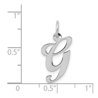 14K White Gold Medium Fancy Script Initial G Charm