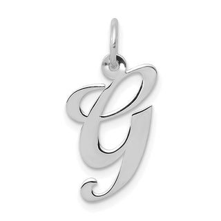 14K White Gold Medium Fancy Script Initial G Charm