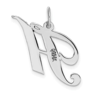 14K White Gold Medium Fancy Script Initial H Charm