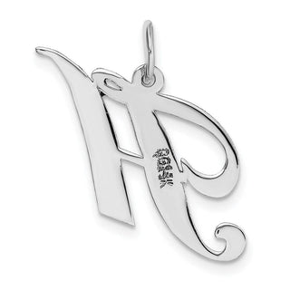 14K White Gold Medium Fancy Script Initial H Charm
