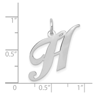 14K White Gold Medium Fancy Script Initial H Charm