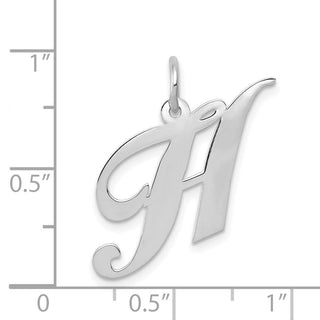 14K White Gold Medium Fancy Script Initial H Charm