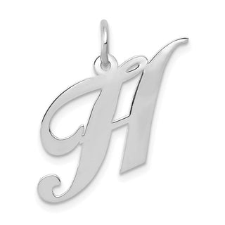 14K White Gold Medium Fancy Script Initial H Charm