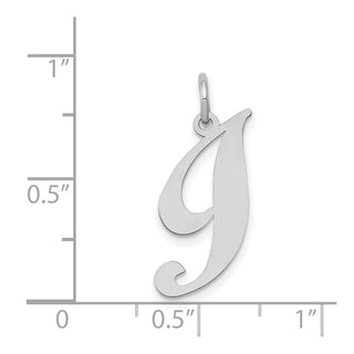 14K White Gold Medium Fancy Script Initial I Charm