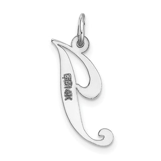 14K White Gold Medium Fancy Script Initial J Charm