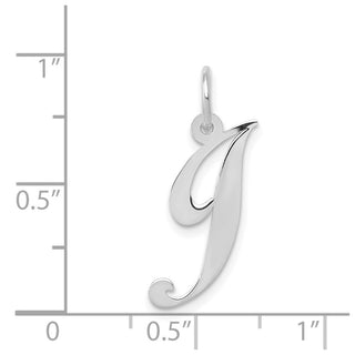 14K White Gold Medium Fancy Script Initial J Charm