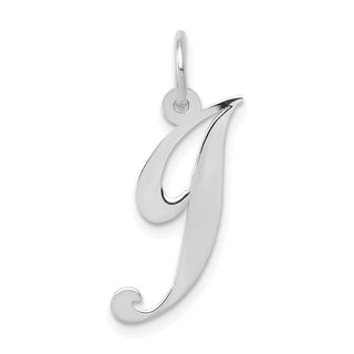 14K White Gold Medium Fancy Script Initial J Charm