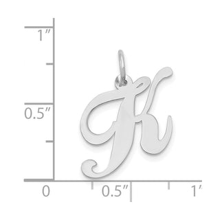 14K White Gold Medium Fancy Script Initial K Charm