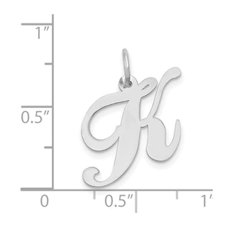 14K White Gold Medium Fancy Script Initial K Charm