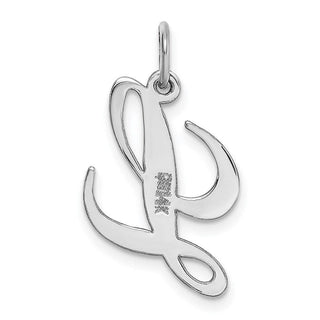 14K White Gold Medium Fancy Script Initial L Charm
