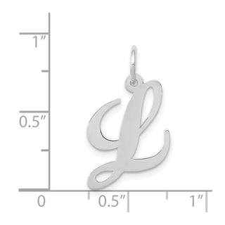14K White Gold Medium Fancy Script Initial L Charm