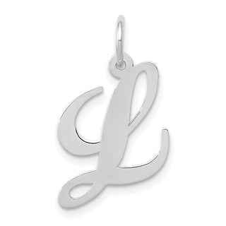 14K White Gold Medium Fancy Script Initial L Charm