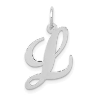 14K White Gold Medium Fancy Script Initial L Charm