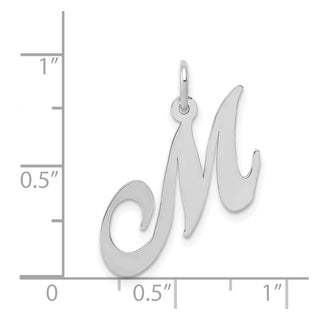 14K White Gold Medium Fancy Script Initial M Charm