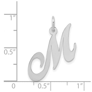 14K White Gold Medium Fancy Script Initial M Charm