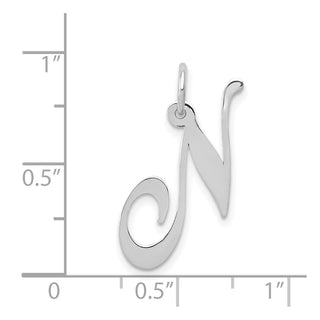 14K White Gold Medium Fancy Script Initial N Charm