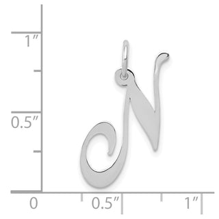 14K White Gold Medium Fancy Script Initial N Charm