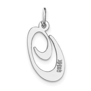 14K White Gold Medium Fancy Script Initial O Charm