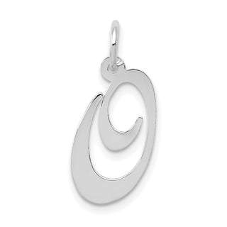 14K White Gold Medium Fancy Script Initial O Charm