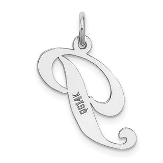 14K White Gold Medium Fancy Script Initial P Charm