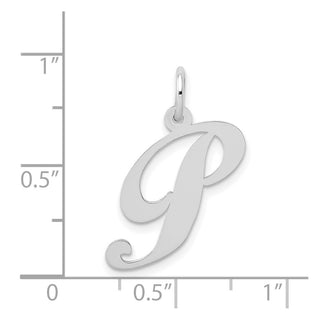 14K White Gold Medium Fancy Script Initial P Charm