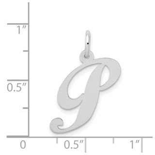 14K White Gold Medium Fancy Script Initial P Charm