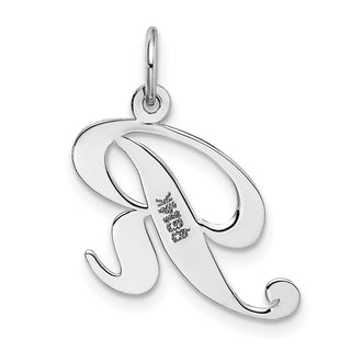 14K White Gold Medium Fancy Script Initial R Charm