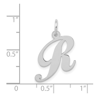 14K White Gold Medium Fancy Script Initial R Charm