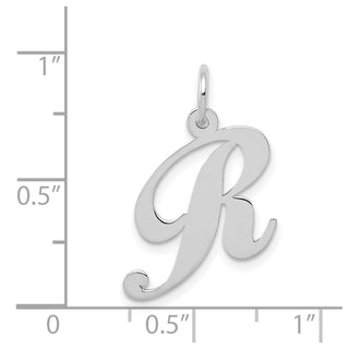 14K White Gold Medium Fancy Script Initial R Charm