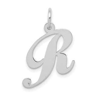 14K White Gold Medium Fancy Script Initial R Charm