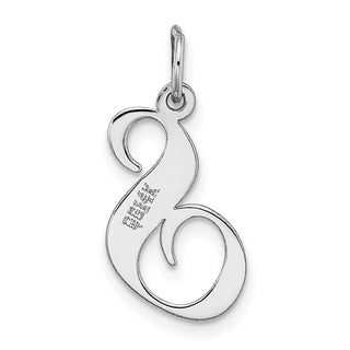 14K White Gold Medium Fancy Script Initial S Charm
