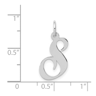 14K White Gold Medium Fancy Script Initial S Charm