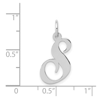 14K White Gold Medium Fancy Script Initial S Charm