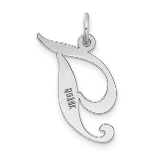 14K White Gold Medium Fancy Script Initial T Charm