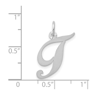 14K White Gold Medium Fancy Script Initial T Charm
