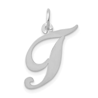 14K White Gold Medium Fancy Script Initial T Charm